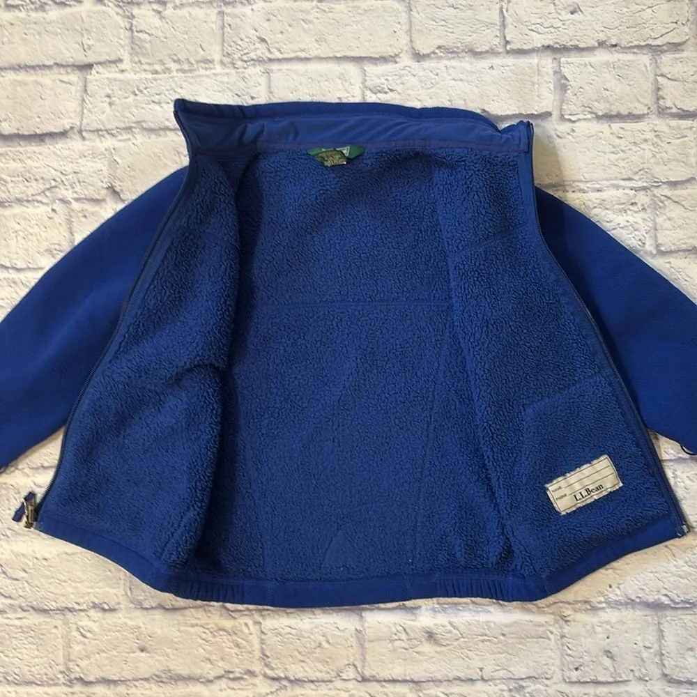 LL Bean Kids 6X/7 Blue Fleece Zip Up Front Lightweight Jacket